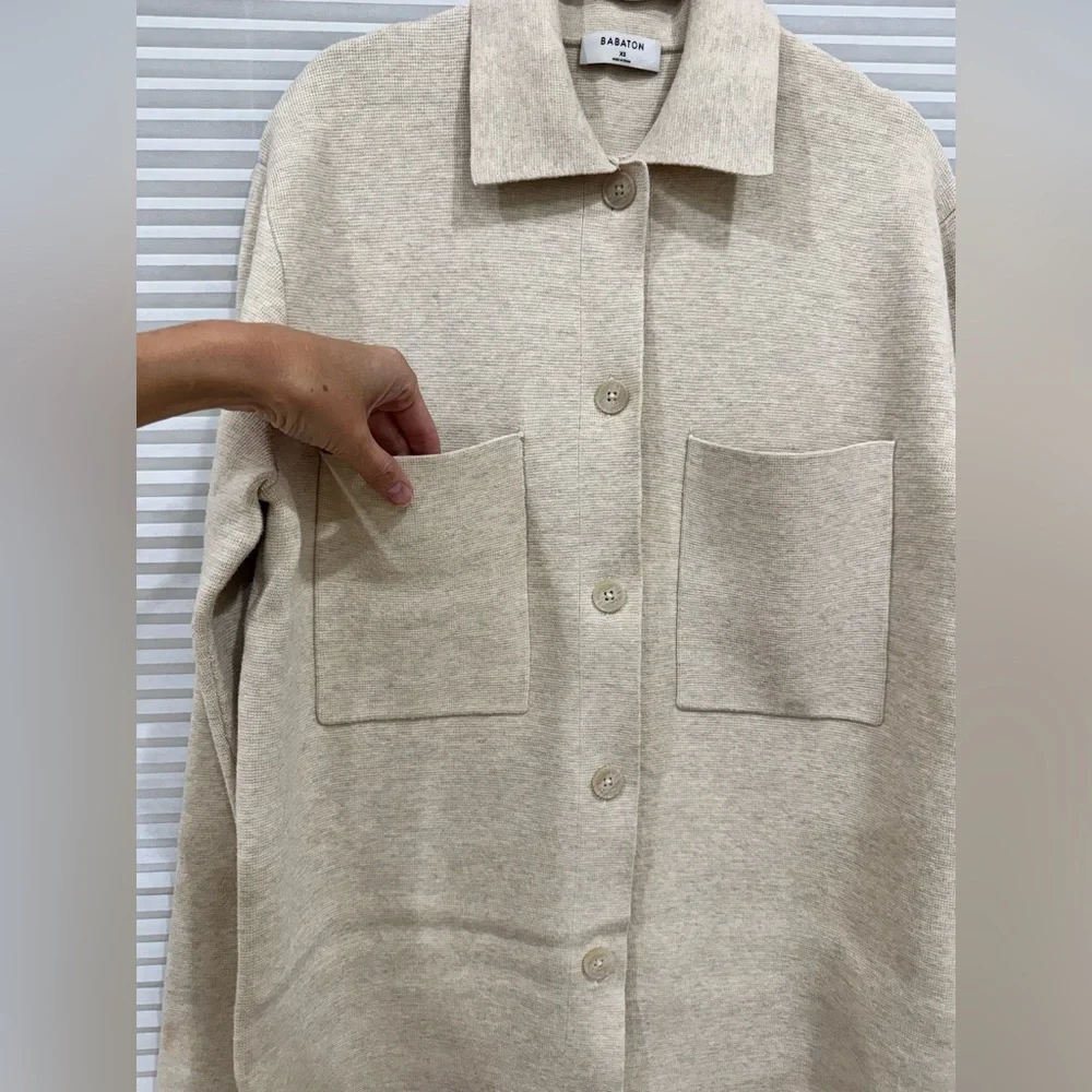 Aritzia The Group by Babaton Society Shirt Jacket Heather Oatmeal XS